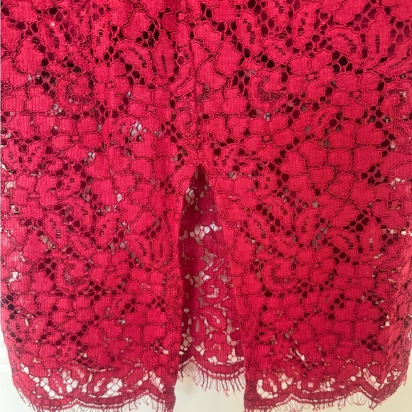 Bardot Floral‎ Lace Overlay Lined Midi Pencil Skirt Burgundy Size XS - Picture 8 of 11